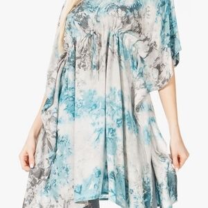 Sakkas Teal and Gray Tie-Dye Tunic